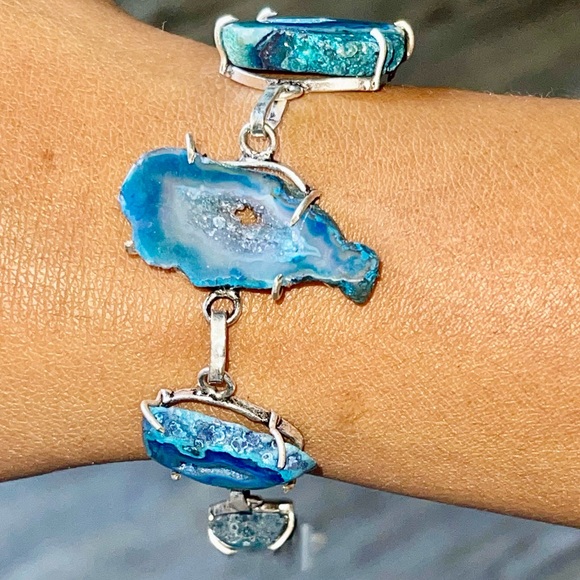 Blue Drusy Solar Quartz Bracelet 7” - 8” - Picture 3 of 7